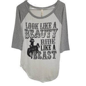 1266 J&K Western Graphic Rhinestone Embellished Pullover Top Sz.M Womens